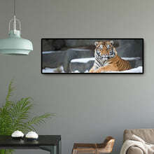 Lade das Bild in den Galerie-Viewer, Tiger Tier Kind - voller runder Diamant - 80x30cm