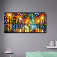 Lade das Bild in den Galerie-Viewer, Straßennachtansicht - voller runder Diamant - 80x40cm