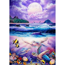Lade das Bild in den Galerie-Viewer, Kreuz-Ctitch Delphin - voller quadratischer Diamant - 40x50cm