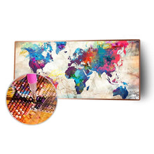 Lade das Bild in den Galerie-Viewer, Weltkarte - voller runder Diamant - 80x40cm