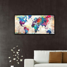 Lade das Bild in den Galerie-Viewer, Weltkarte - voller runder Diamant - 80x40cm