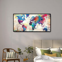 Lade das Bild in den Galerie-Viewer, Weltkarte - voller runder Diamant - 80x40cm