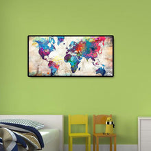 Lade das Bild in den Galerie-Viewer, Weltkarte - voller runder Diamant - 80x40cm