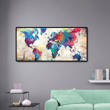 Lade das Bild in den Galerie-Viewer, Weltkarte - voller runder Diamant - 80x40cm