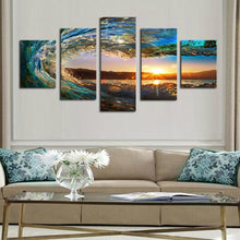 Lade das Bild in den Galerie-Viewer, Wellen 5 Stück - voller runder Diamant - 95x45cm