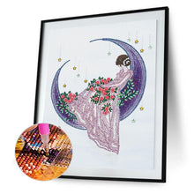 Lade das Bild in den Galerie-Viewer, MÄDCHEN MOND DIY KRISTALL STRASS DIAMANT MALEREI