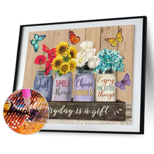 Lade das Bild in den Galerie-Viewer, Blumen-Vollbohrer Rundbohrer-50x40cm-Diamantmalerei