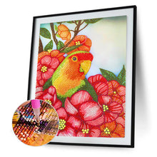 Lade das Bild in den Galerie-Viewer, Blumen-Papagei-speziell geformtes Kristall-Diamant-Gemälde-30 * 40cm