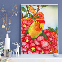 Lade das Bild in den Galerie-Viewer, Blumen-Papagei-speziell geformtes Kristall-Diamant-Gemälde-30 * 40cm