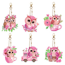 Lade das Bild in den Galerie-Viewer, 6pcs/Set-Lady/Dragon/Owl-Double Side Drill-Diamond Schlüsselanhänger