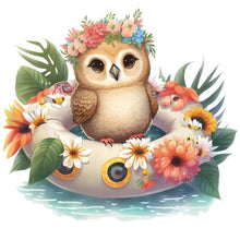 Lade das Bild in den Galerie-Viewer, Summer Swimming Owl-voller Round Diamond Painting-30x30cm
