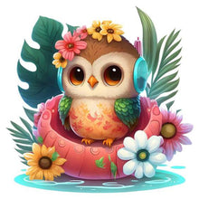 Lade das Bild in den Galerie-Viewer, Summer Swimming Owl-voller Round Diamond Painting-30x30cm
