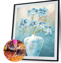 Lade das Bild in den Galerie-Viewer, Blaue Vase 5d voller runder Diamant - 92x45cm
