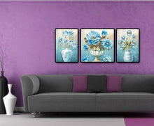 Lade das Bild in den Galerie-Viewer, Blaue Vase 5d voller runder Diamant - 92x45cm