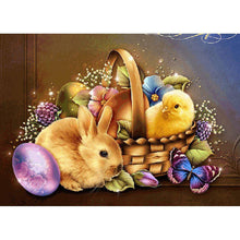 Lade das Bild in den Galerie-Viewer, Ostern Küken Kaninchen - voller Runder Diamant - 40x30cm