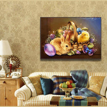 Lade das Bild in den Galerie-Viewer, Ostern Küken Kaninchen - voller Runder Diamant - 40x30cm
