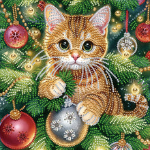 Lade das Bild in den Galerie-Viewer, Weihnachtskatze-Partial Special Diamond Painting-30x30cm

