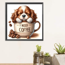 Lade das Bild in den Galerie-Viewer, Coffee Welpe-Voll Round Diamond Painting-40x40cm
