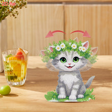 Lade das Bild in den Galerie-Viewer, Katze-2 - Einseitig - Acryl-Diamant-Tischornament
