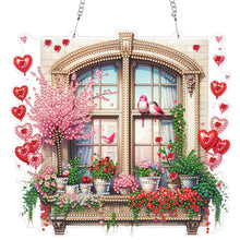 Lade das Bild in den Galerie-Viewer, Herz-Blumen-Fenster - Einseitig - Diamant-Anhänger
