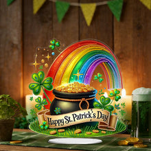 Lade das Bild in den Galerie-Viewer, St. Patrick's Day Eule - Einseitig - Acryl-Diamant-Tischornament
