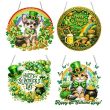 Lade das Bild in den Galerie-Viewer, St. Patrick's Day Katze - Einseitig - Diamant-Anhänger
