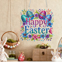 Lade das Bild in den Galerie-Viewer, Frohe Ostern Kranz - Einseitig - Diamant-Anhänger

