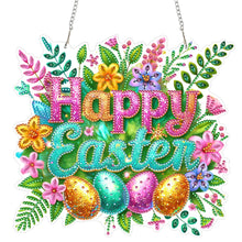 Lade das Bild in den Galerie-Viewer, Frohe Ostern Kranz - Einseitig - Diamant-Anhänger
