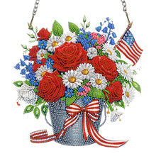 Lade das Bild in den Galerie-Viewer, Nationalflagge und Blumen - Einseitig - Diamant-Anhänger
