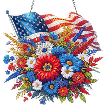 Lade das Bild in den Galerie-Viewer, Nationalflagge und Blumen - Einseitig - Diamant-Anhänger

