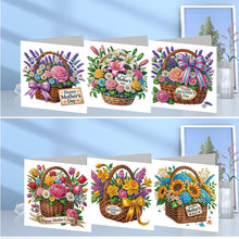 Lade das Bild in den Galerie-Viewer, 6 Stk./Set Muttertag Blumenkorb - Diamant-Grußkarten
