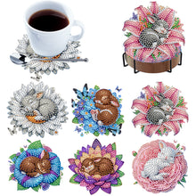 Lade das Bild in den Galerie-Viewer, 6 Stk./Set Blumen und Hasen - Wasserdichter Acryl-Diamant-Untersetzer

