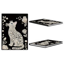 Lade das Bild in den Galerie-Viewer, Blumen und Katze - DIY Diamant Painting Notizbuch 50 Seiten
