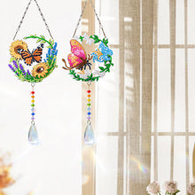 Lade das Bild in den Galerie-Viewer, 2 Stk./Set Blumenkranz Hase - Sonnenfänger Fensterhänger Diamant-Windspiel
