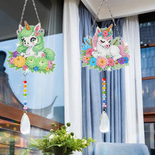 Lade das Bild in den Galerie-Viewer, 2 Stk./Set Blumenkranz Hase - Sonnenfänger Fensterhänger Diamant-Windspiel
