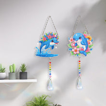 Lade das Bild in den Galerie-Viewer, 2 Stk./Set Blumenkranz Hase - Sonnenfänger Fensterhänger Diamant-Windspiel
