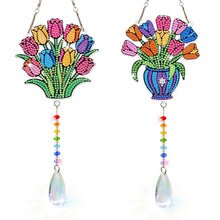 Lade das Bild in den Galerie-Viewer, 2 Stk./Set Blumenkranz Hase - Sonnenfänger Fensterhänger Diamant-Windspiel
