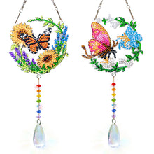 Lade das Bild in den Galerie-Viewer, 2 Stk./Set Blumenkranz Hase - Sonnenfänger Fensterhänger Diamant-Windspiel
