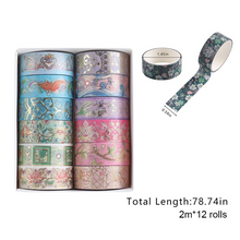 Lade das Bild in den Galerie-Viewer, 12/24 rollen Klebeband Wiederverwendbare Blume/Sternennacht/Van gogh Washi Tape Set Kunstwerk Dekorative Band
