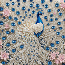 Lade das Bild in den Galerie-Viewer, Weißer Pfau – Teilweise speziell geformte Diamond painting-30x30cm
