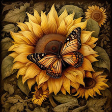 Lade das Bild in den Galerie-Viewer, Sonnenblumen-Schmetterling-Voller Diamond Painting-30x30cm
