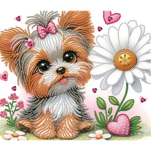 Lade das Bild in den Galerie-Viewer, Blumen-Yorkshire-Terrier-Teil-Special Diamond Painting-35x30cm
