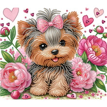 Lade das Bild in den Galerie-Viewer, Blumen-Yorkshire-Terrier-Teil-Special Diamond Painting-35x30cm
