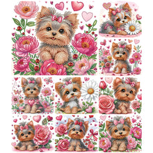 Lade das Bild in den Galerie-Viewer, Blumen-Yorkshire-Terrier-Teil-Special Diamond Painting-35x30cm
