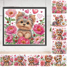 Lade das Bild in den Galerie-Viewer, Blumen-Yorkshire-Terrier-Teil-Special Diamond Painting-35x30cm
