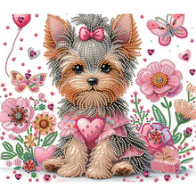 Lade das Bild in den Galerie-Viewer, Blumen-Yorkshire-Terrier-Teil-Special Diamond Painting-35x30cm
