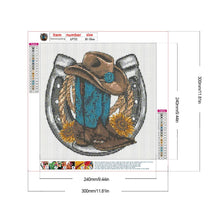 Lade das Bild in den Galerie-Viewer, Western-Cowboy-Stiefelhut-Vollrundes Diamantgemälde-30x30cm
