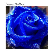 Lade das Bild in den Galerie-Viewer, Blaue Rose - voller runder Diamant - 30x30cm
