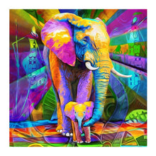 Lade das Bild in den Galerie-Viewer, Elefant - voller runder Diamant - 30x30cm
