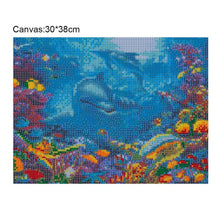 Lade das Bild in den Galerie-Viewer, Delphin - voller runder Diamant - 38x30cm
